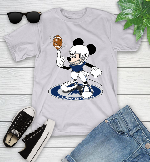 NFL Football Dallas Cowboys Cheerful Mickey Disney Shirt Youth T-Shirt 4