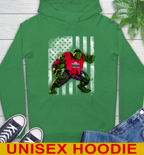 LA Clippers Hulk Marvel Avengers NBA Basketball American Flag Hoodie 8