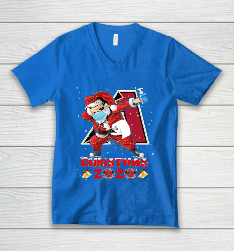 Arizona Diamondbacks Funny Santa Claus Dabbing Christmas 2020 MLB V-Neck T-Shirt 5