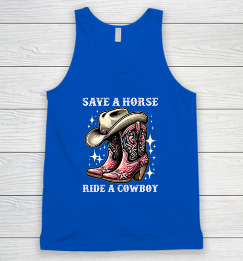 Save A Horse Ride A Cowboy Sarcastic Rodeo Cowgirl Tank Top 3