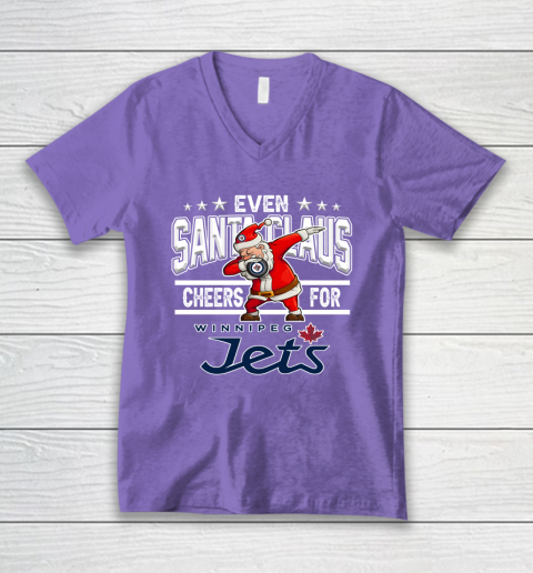Winnipeg Jets Even Santa Claus Cheers For Christmas NHL V-Neck T-Shirt 8