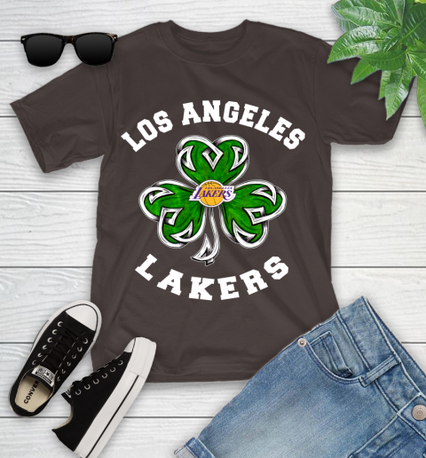 NBA Los Angeles Lakers Three Leaf Clover St Patrick's Day Basketball Sports Youth T-Shirt 7