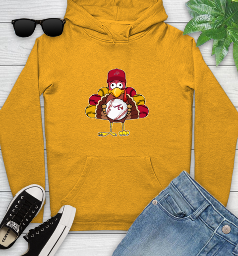 Atlanta Braves Turkey thanksgiving Youth Hoodie 3