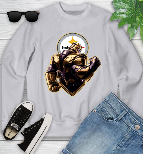 NFL Thanos Avengers Endgame Football Sports Pittsburgh Steelers Youth Sweatshirt 4