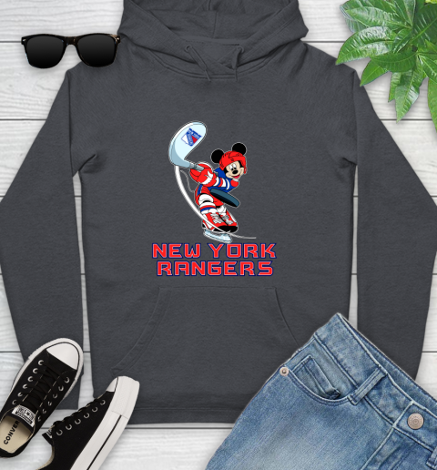 NHL Hockey New York Rangers Cheerful Mickey Mouse Shirt Youth Hoodie 8