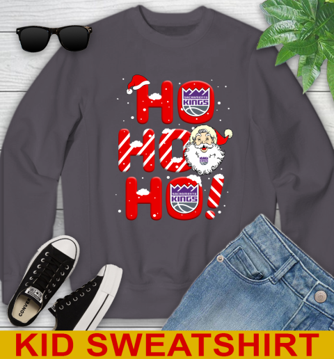 Sacramento Kings NBA Basketball Ho Ho Ho Santa Claus Merry Christmas Shirt Youth Sweatshirt 5