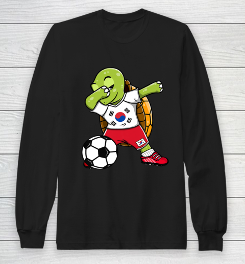 Dabbing Turtle South Korea Soccer Fans Jersey Flag Football Long Sleeve T-Shirt