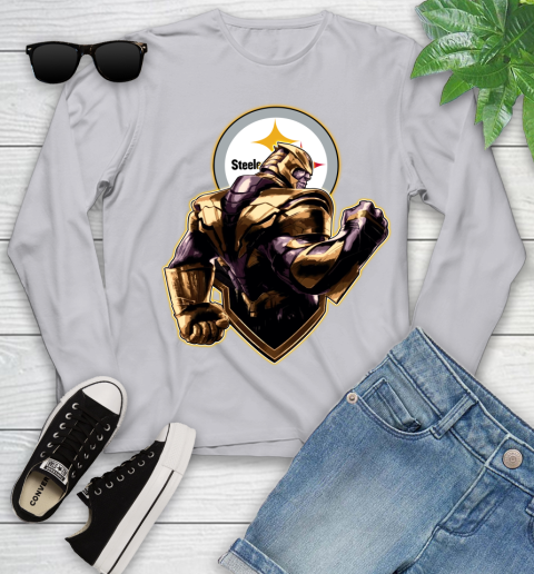 NFL Thanos Avengers Endgame Football Sports Pittsburgh Steelers Youth Long Sleeve 5