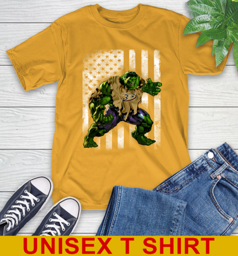Anaheim Ducks Hulk Marvel Avengers NHL Hockey American Flag T-Shirt 2
