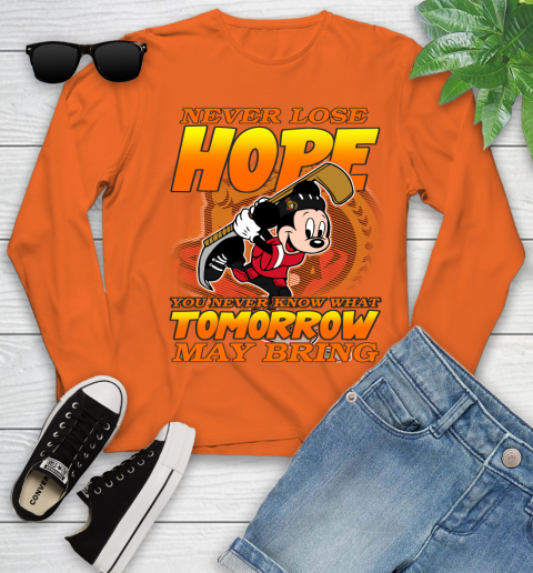 Ottawa Senators NHL Hockey ootball Mickey Disney Never Lose Hope Youth Long Sleeve 3