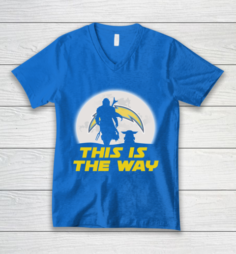 Los Angeles Chargers NFL Football Star Wars Yoda And Mandalorian This Is The Way V-Neck T-Shirt 5