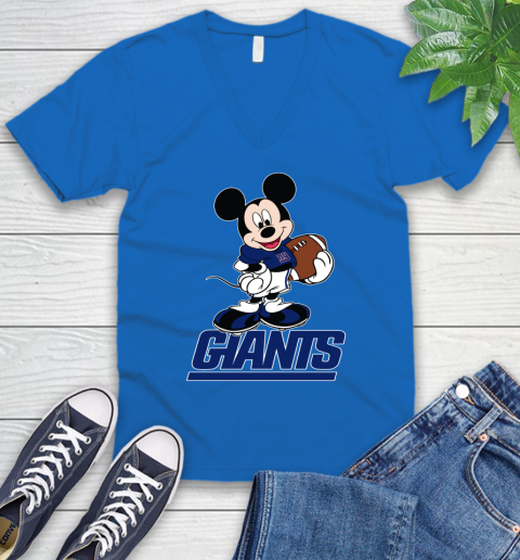 NFL Football New York Giants Cheerful Mickey Mouse Shirt V-Neck T-Shirt 6
