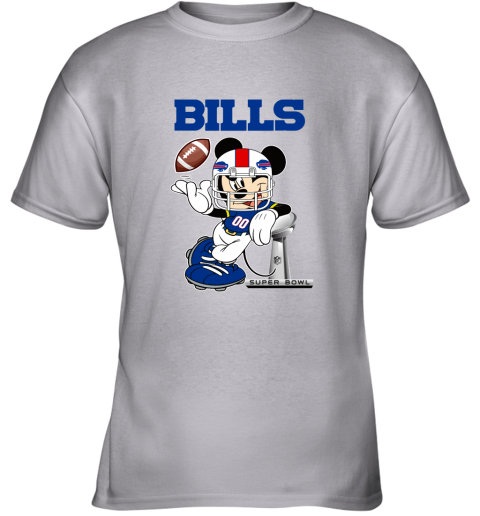 Youth Junk Food Heathered Gray Buffalo Bills Disney Mickey Huddle Up T-Shirt