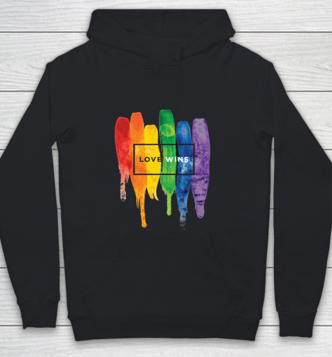 Love Wins LGBT Watercolor Rainbow Youth Hoodie