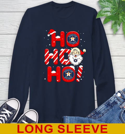 Houston Astros MLB Baseball Ho Ho Ho Santa Claus Merry Christmas Shirt Long Sleeve T-Shirt 3