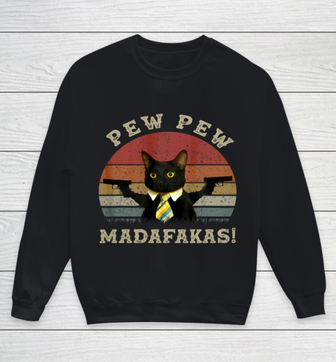 Cat Vintage Pew Pew PewPew Madafakas Cat Crazy Pew Vintage Youth Sweatshirt