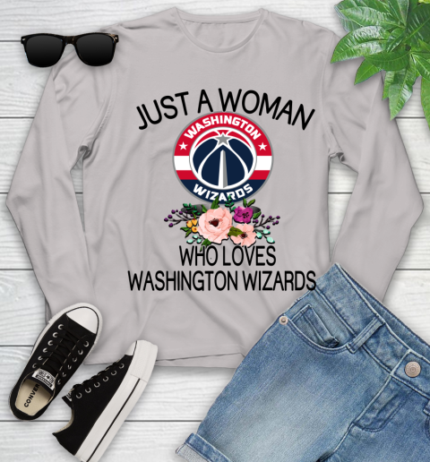 NBA Just A Woman Who Loves Washington Wizards Basketball Sports Youth Long Sleeve 9
