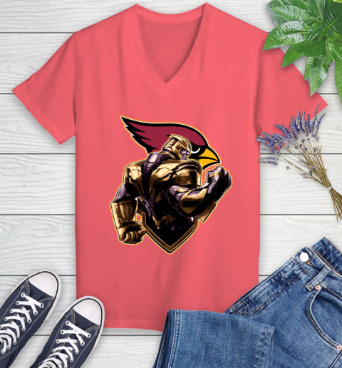 NFL Thanos Avengers Endgame Football Sports Arizona Cardinals Women's V-Neck T-Shirt 6
