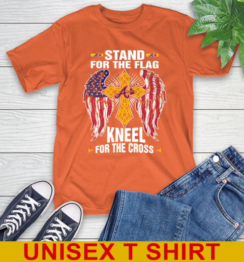 MLB Baseball Atlanta Braves Stand For Flag Kneel For The Cross Shirt T-Shirt - Image 5