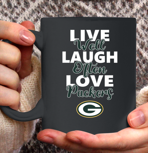 NFL Football Green Bay Packers Live Well Laugh Often Love Shirt Ceramic Mug 11oz