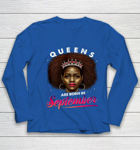 Queens Born September Shirt Black Girl Virgo Libra Birthday Youth Long Sleeve 7