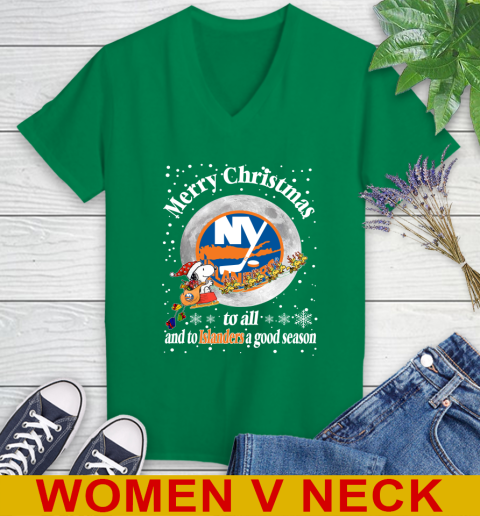 New York Islanders Merry Christmas To All And To Islanders A Good Season NHL Hockey Sports Women's V-Neck T-Shirt 5
