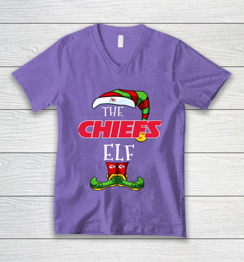 Kansas City Chiefs Christmas ELF Funny NFL V-Neck T-Shirt 8