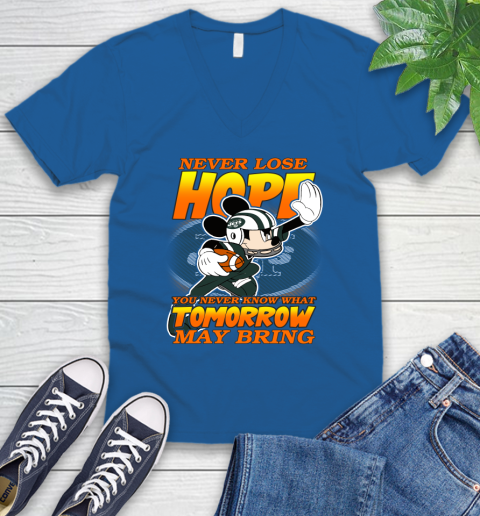 New York Jets NFL Football Mickey Disney Never Lose Hope V-Neck T-Shirt 5