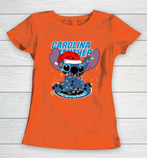Carolina Panthers NFL Football noel stitch Christmas Women's T-Shirt 2