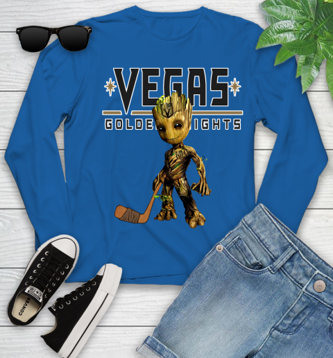 Vegas Golden Knights NHL Hockey Groot Marvel Guardians Of The Galaxy Youth Long Sleeve 9