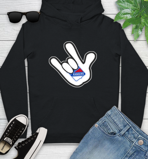 New York Rangers NHL Hockey Mickey Rock Hand Disney Youth Hoodie 2