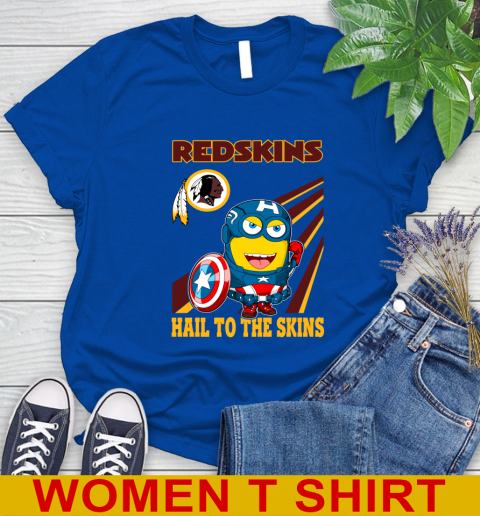 NFL Football Washington Redskins Captain America Marvel Avengers Minion Hail To The Skín Shirt Women's T-Shirt 10