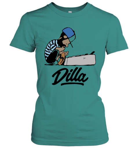 4njs schroeder peanuts j dilla snoopy mashup shirts ladies t shirt 20 front tropical blue