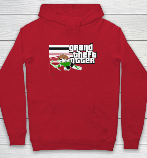 Jake Oettinger Grand Theft Otter Dallas Hockey Hoodie 6
