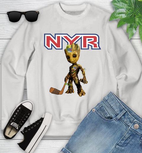 New York Rangers NHL Hockey Groot Marvel Guardians Of The Galaxy Youth Sweatshirt