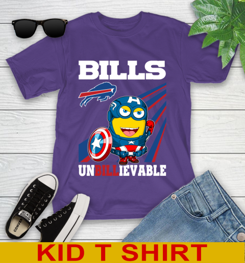 NFL Football Buffalo Bills Captain America Marvel Avengers Minion Shirt Youth T-Shirt 3
