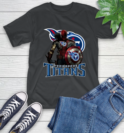 NFL Captain America Thor Spider Man Hawkeye Avengers Endgame Football Tennessee Titans T-Shirt 2
