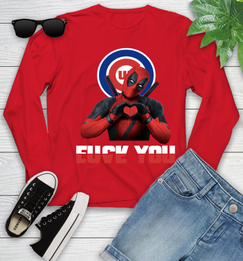 MLB Chicago Cubs Deadpool Love You Fuck You Baseball Sports Youth Long Sleeve 11