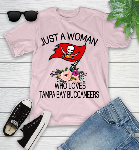 NFL Just A Woman Who Loves Tampa Bay Buccaneers Football Sports Youth T-Shirt 7