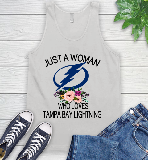 NHL Just A Woman Who Loves Tampa Bay Lightning Hockey Sports Tank Top