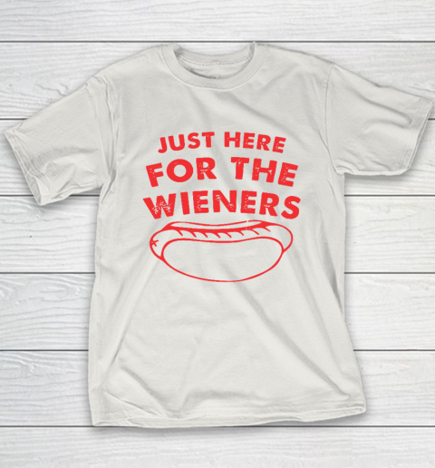 Just Here For The Wieners Funny 4th Of July Youth T-Shirt 9