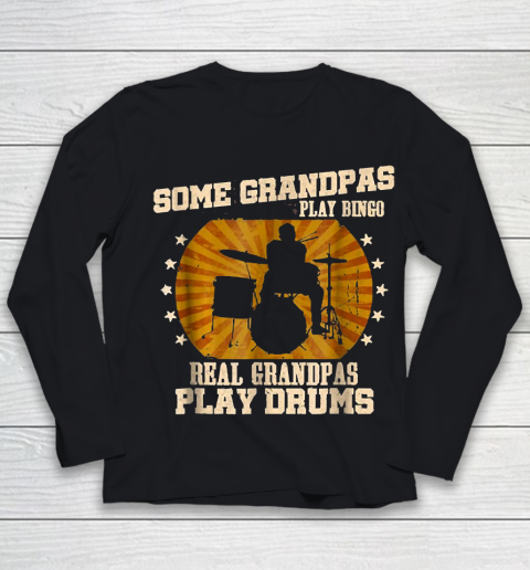 Grandpa Funny Gift Apparel  Mens Drummer Grandpa  Real Grandpas Youth Long Sleeve