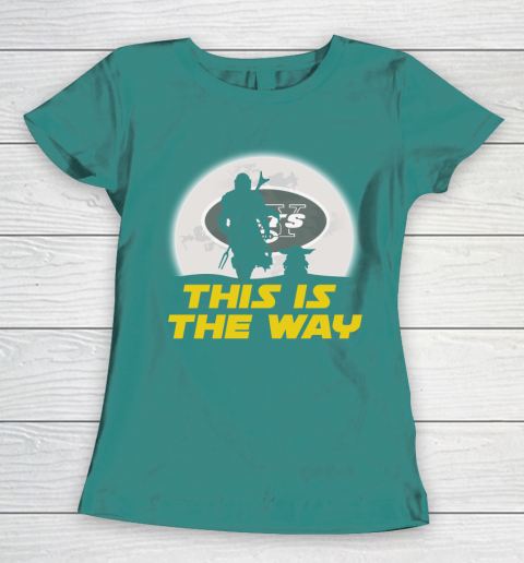 New York Jets NFL Football Star Wars Yoda And Mandalorian This Is The Way Women's T-Shirt 10