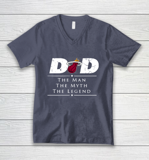 Miami Heat NBA Basketball Dad The Man The Myth The Legend V-Neck T-Shirt 7