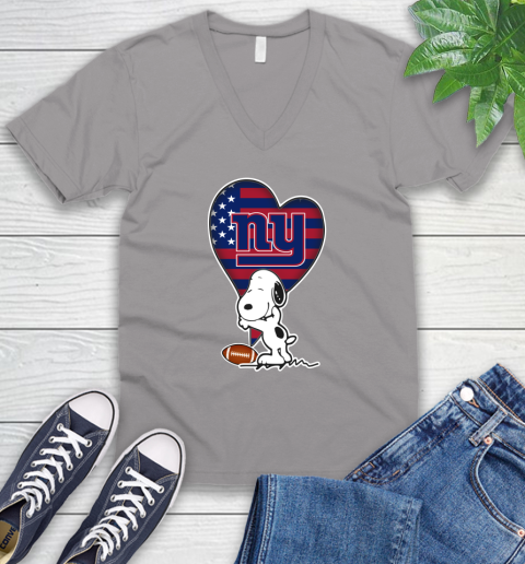 New York Giants NFL Football The Peanuts Movie Adorable Snoopy V-Neck T-Shirt 4