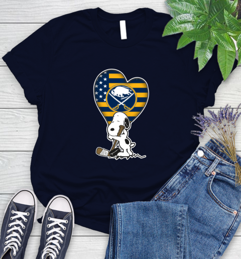 Buffalo Sabres NHL Hockey The Peanuts Movie Adorable Snoopy Women's T-Shirt 3