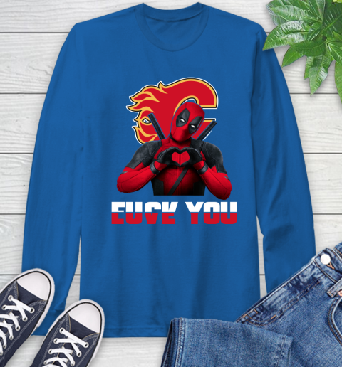 NHL Calgary Flames Deadpool Love You Fuck You Hockey Sports Long Sleeve T-Shirt 10