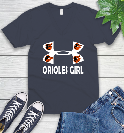 MLB Baltimore Orioles Under Armour Baseball Sports V Neck T Shirt