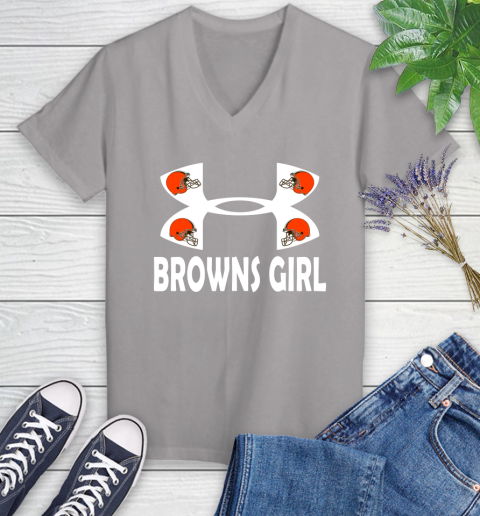 NFL Cleveland Browns Girl Under Armour Football Sports Women's V-Neck T-Shirt 4