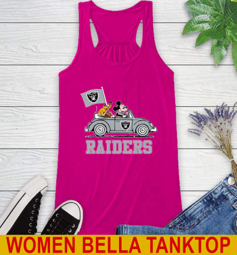 NFL Football Oakland Raiders Pluto Mickey Driving Disney Shirt Racerback Tank 8